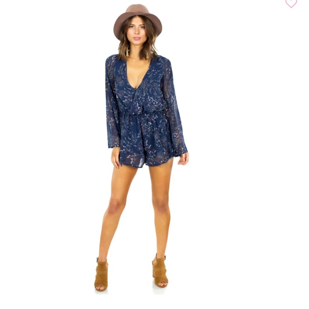Jetset Diaries Sz L Blue/Navy Mediterranean Romper